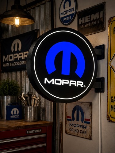 Mopar round led lightbox sign - round,